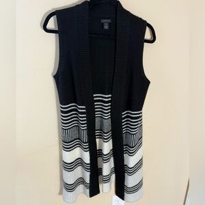 Only Mine Cashmere Long Gilet Cardigan Vest black white - Size medium